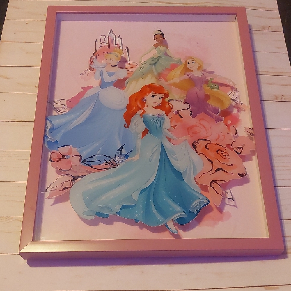 Disney Princesses in Pink Frame Art